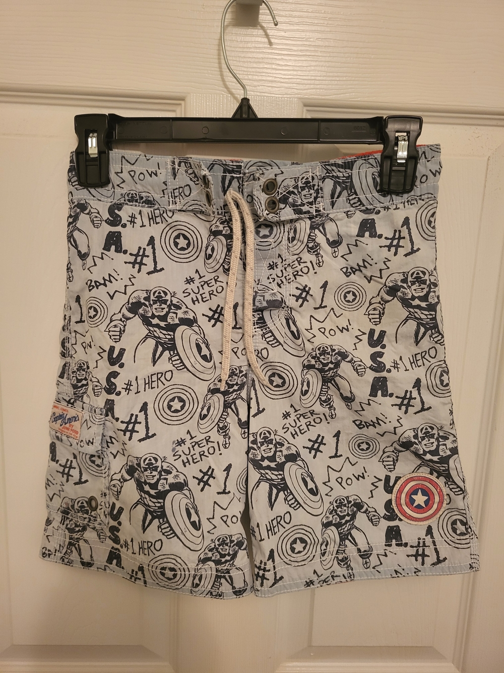 Junk Food Clothing Boys' Captain America Graphic Shorts - White/Black